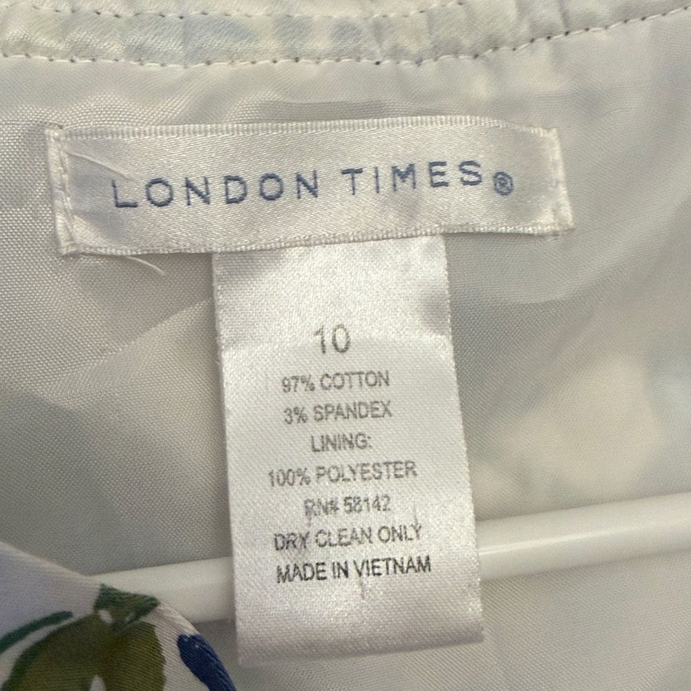 London Times Floral Sleeveless Floral Side Zip 100% cotton size 10 - Picture 9 of 9